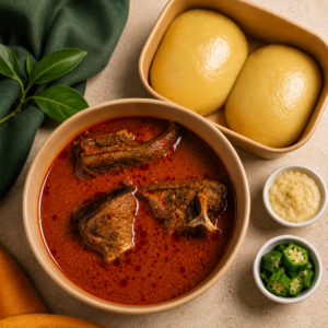 fufu with goat meat